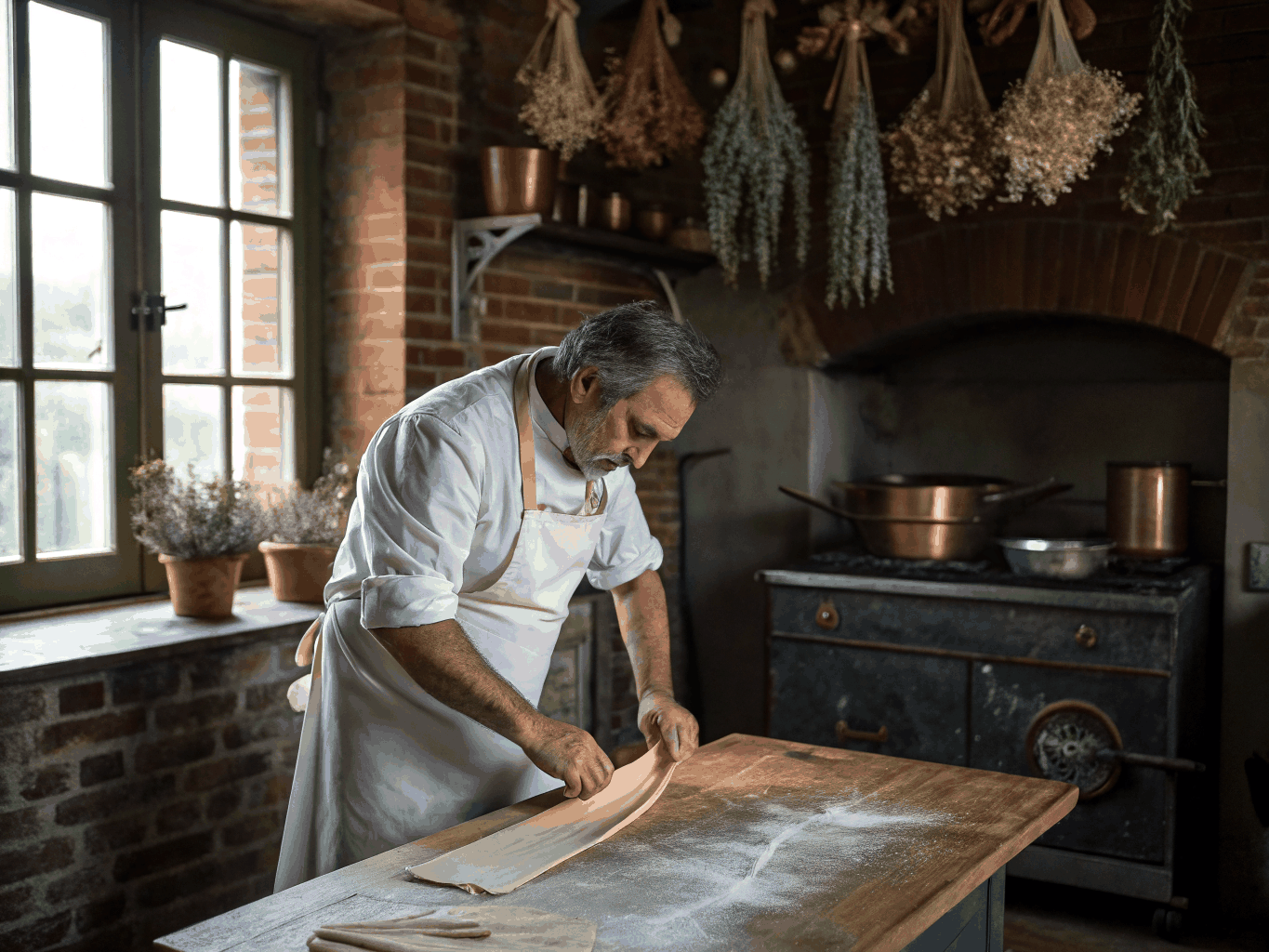 Executive Chef Alessandro Conti preparing fresh handmade pasta